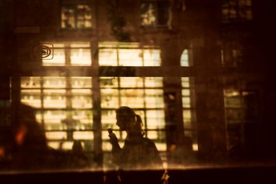 Shadow of people on window