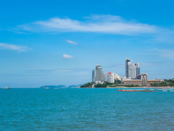 View of sea against blue sky