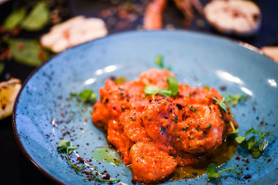 High angle view of meal served in plate