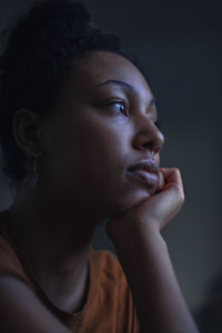 Close-up of pensive young woman