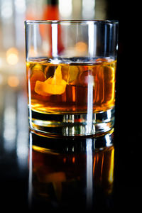 Close-up of drink in glass on table