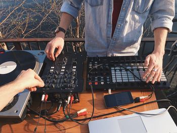 High section of man djing