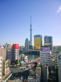 View of skyscrapers in city against sky