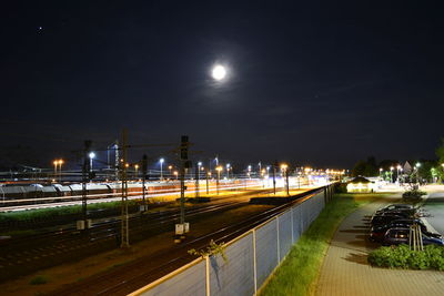 Light trails on road at night