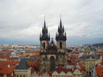 High angle view of church in city