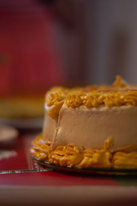 Close-up of cake on table