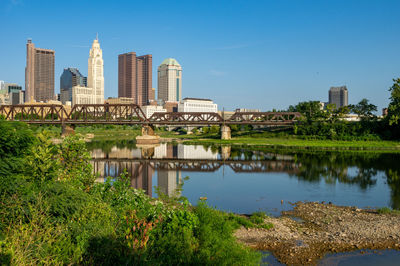 Reflection of buildings in river