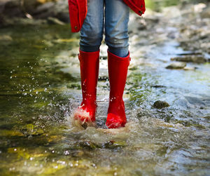 Low section of woman standing in water