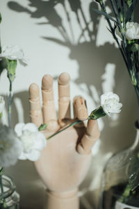 Close-up of white flowers on table
