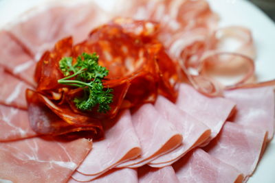 High angle view of food in plate