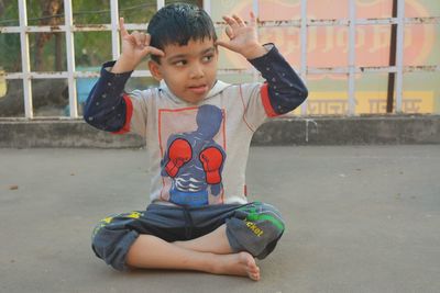 Boy playing with ball