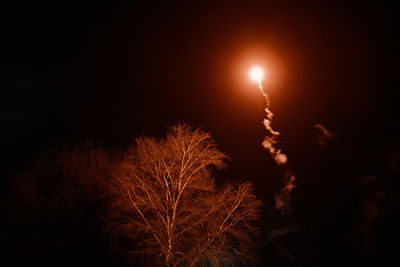 Low angle view of firework display at night