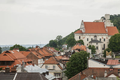 High angle view of townscape against sky