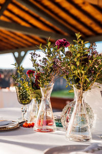 Close-up of flowering plant in vase on table