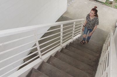 Full length of woman on steps