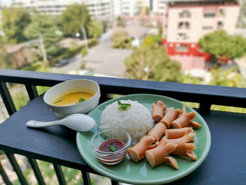 Close-up of breakfast on table