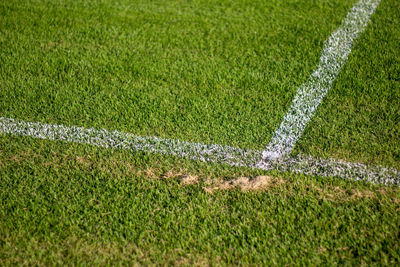 High angle view of soccer field