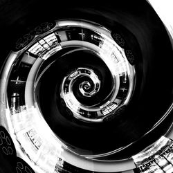 Directly below shot of spiral staircase in building