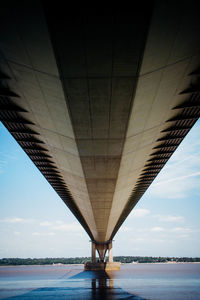 Below view of humber bridge over river against sky