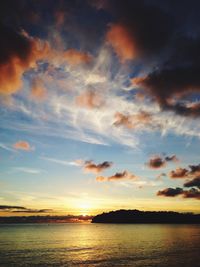 Scenic view of sea against dramatic sky