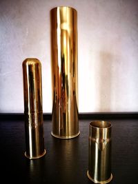 Close-up of glasses on table