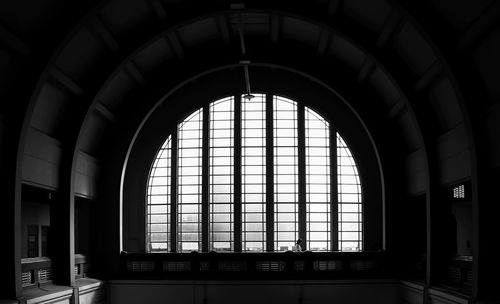 Interior of empty railroad station building