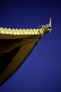 Low angle view of built structure against clear blue sky