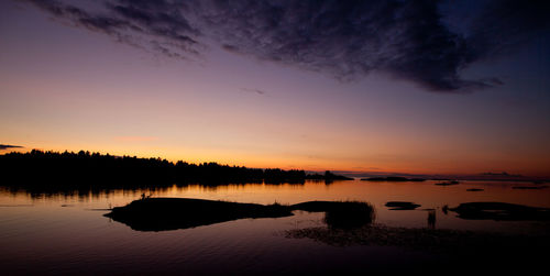 Scenic view of lake at sunset