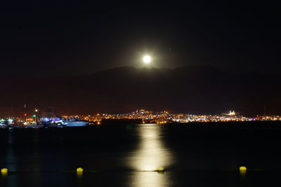 Illuminated city at night