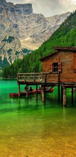 Scenic view of lake and mountains