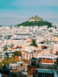 View of athens with mount lycabettus in the distance