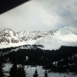 Scenic view of snow covered mountains