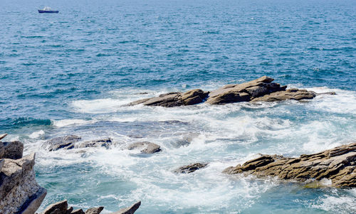 Scenic view of rocky beach