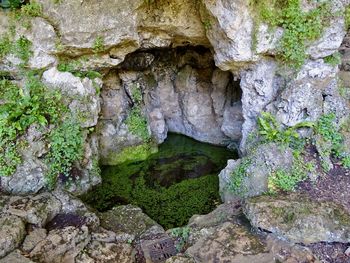 Scenic view of rock formation in cave