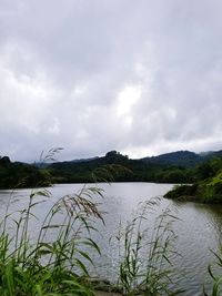 Scenic view of lake against sky