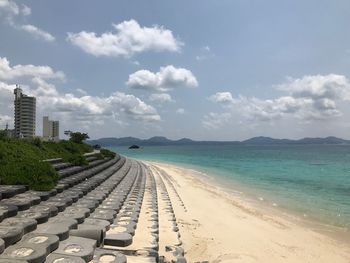 Scenic view of beach against sky