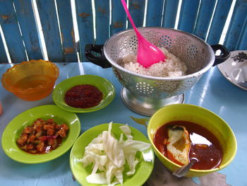 Close-up of salad in bowl on table