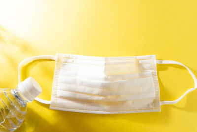 High angle view of coffee cup on table