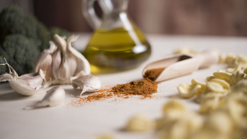 Close-up of food on table