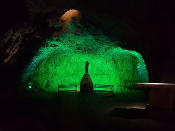 Illuminated traditional building at night