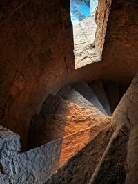Low angle view of rock formations in cave