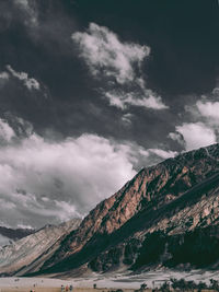 Scenic view of mountains against sky during winter