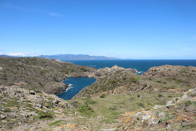 Scenic view of mountains and sea at cap de creus