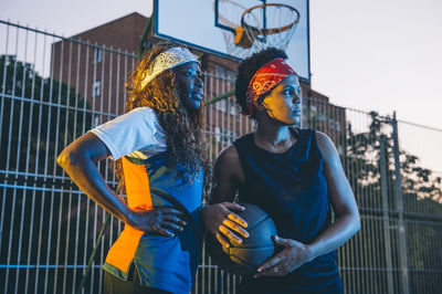 Latin and african women play basketball