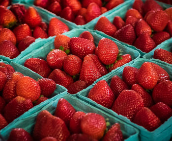 Full frame shot of strawberries in market