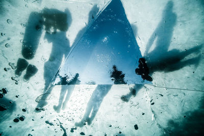 Close-up of broken ice surface of lake