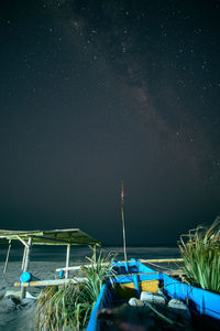 Scenic view of sea against sky at night