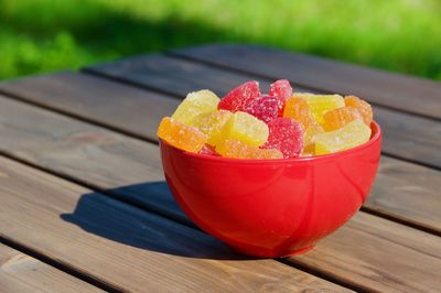 Close-up of strawberry on table