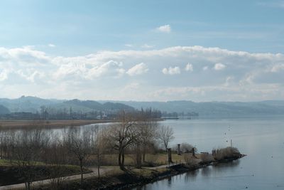 Scenic view of lake against sky