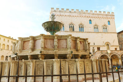 Low angle view of old building against sky